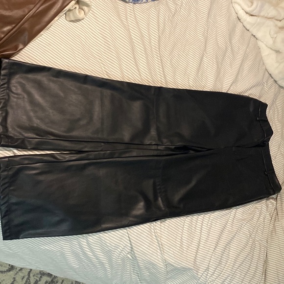Black Faux Leather Pants - Picture 1 of 4